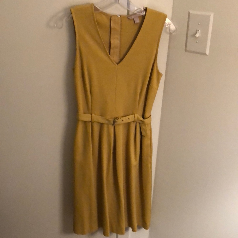 Banana Republic mustard colored belted dress